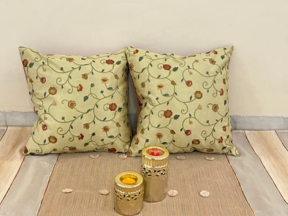 Bloom Scatter Cushion Cover Sets at Kamakhyaa by Aetherea. This item is Beige, Cotton, Cushion covers, Floral, Home, Upcycled