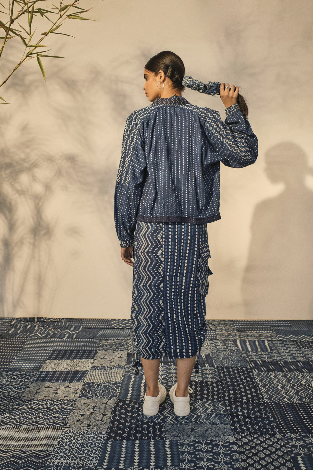 Blue Bagru Prints Skirt at Kamakhyaa by Akashii Clothing. This item is 100% Blue Indigo Cotton, Bagru Prints, Blue, Casual Wear, handmade, Neeli by Akashi Clothing, Organic, Regular Fit, Skirts