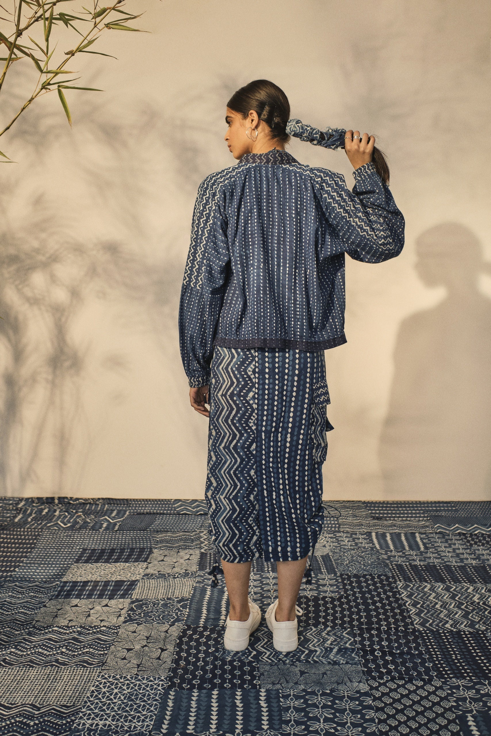 Blue Bagru Prints Skirt at Kamakhyaa by Akashii Clothing. This item is 100% Blue Indigo Cotton, Bagru Prints, Blue, Casual Wear, handmade, Neeli by Akashi Clothing, Organic, Regular Fit, Skirts