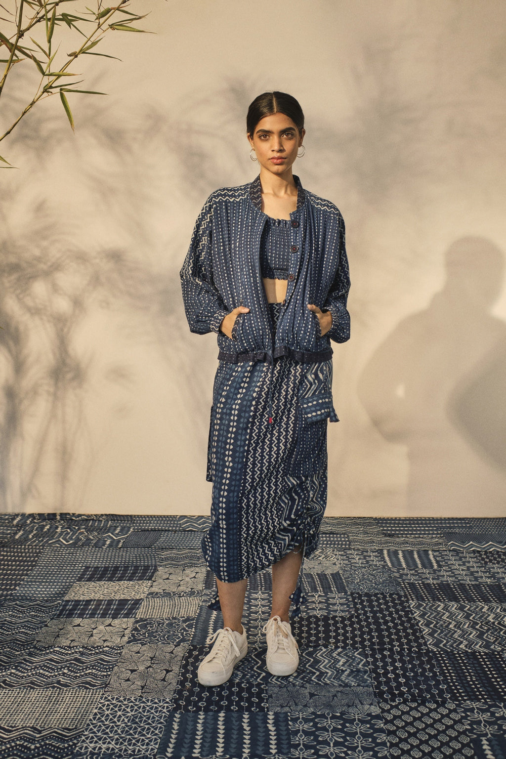 Blue Bagru Prints Skirt at Kamakhyaa by Akashii Clothing. This item is 100% Blue Indigo Cotton, Bagru Prints, Blue, Casual Wear, handmade, Neeli by Akashi Clothing, Organic, Regular Fit, Skirts