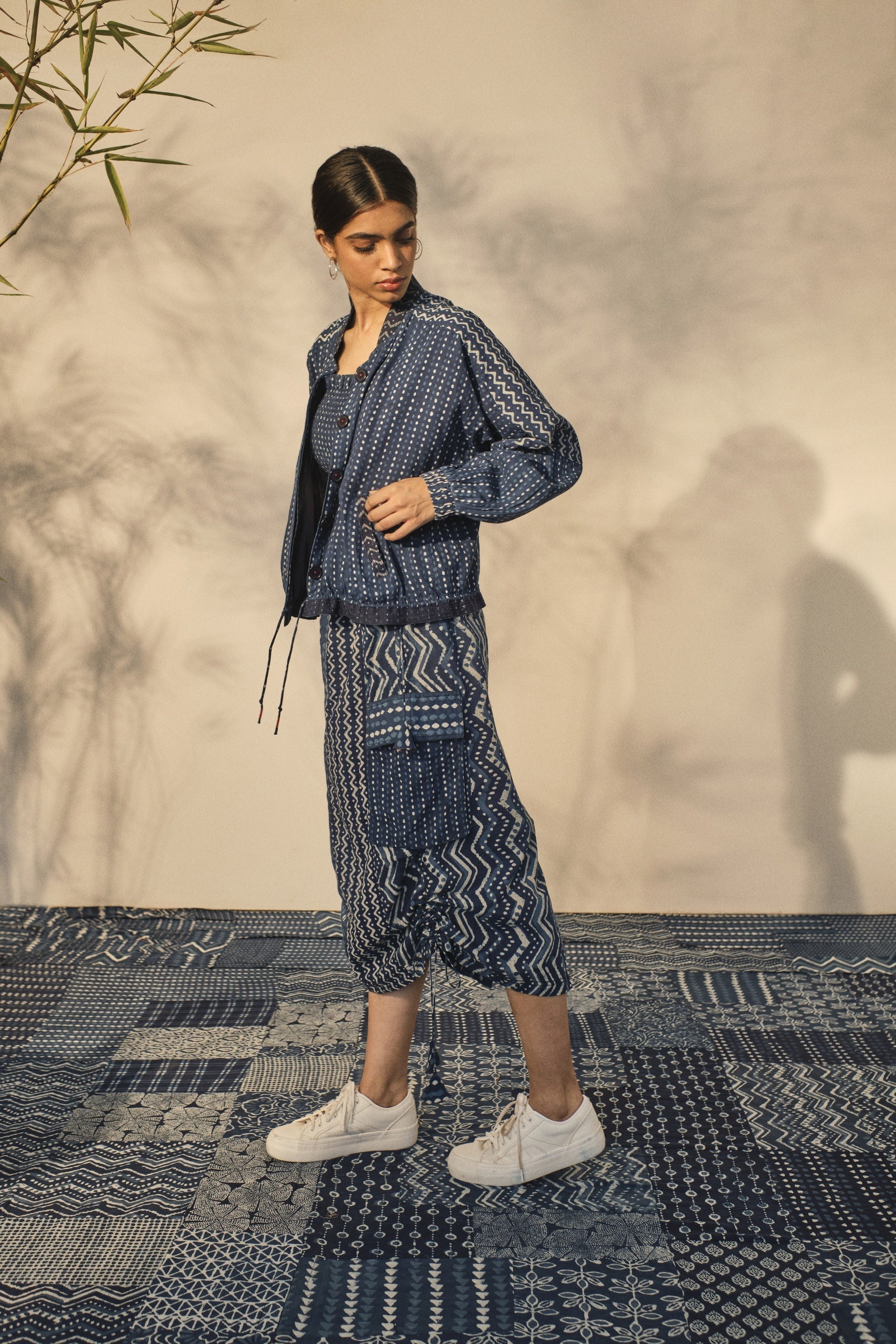 Blue Bagru Prints Skirt at Kamakhyaa by Akashii Clothing. This item is 100% Blue Indigo Cotton, Bagru Prints, Blue, Casual Wear, handmade, Neeli by Akashi Clothing, Organic, Regular Fit, Skirts