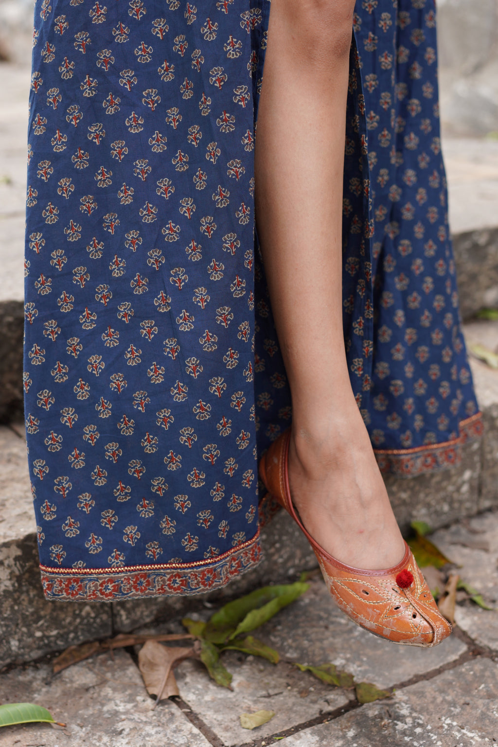 Blue Butta Printed Lehenga with Red Dupatta at kamakhyaa.com by Hasttvam. This item is Blue, Cotton, Festive Wear, Floral, Handmade by Artisans, Natural Dye, Navratri, Navratri Teens, Pinterest 2025, Rang by Hasttvam, Relaxed Fit, Responsible production and Vegan