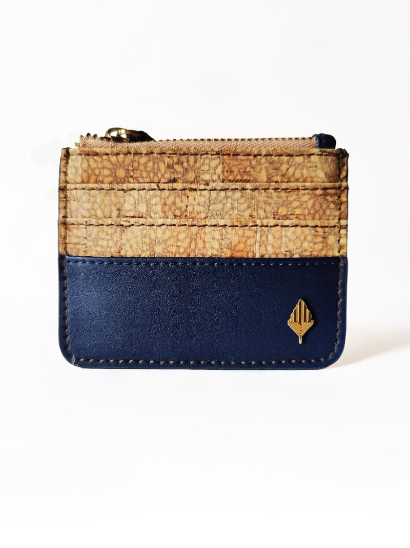 Blue Casual Wear Cardholder at Kamakhyaa by Green Hermitage. This item is Apple Leather, Blue, Cardholders, Casual Wear, Cork, Free Size, Hemp, Lyocell, Recycled, Textured