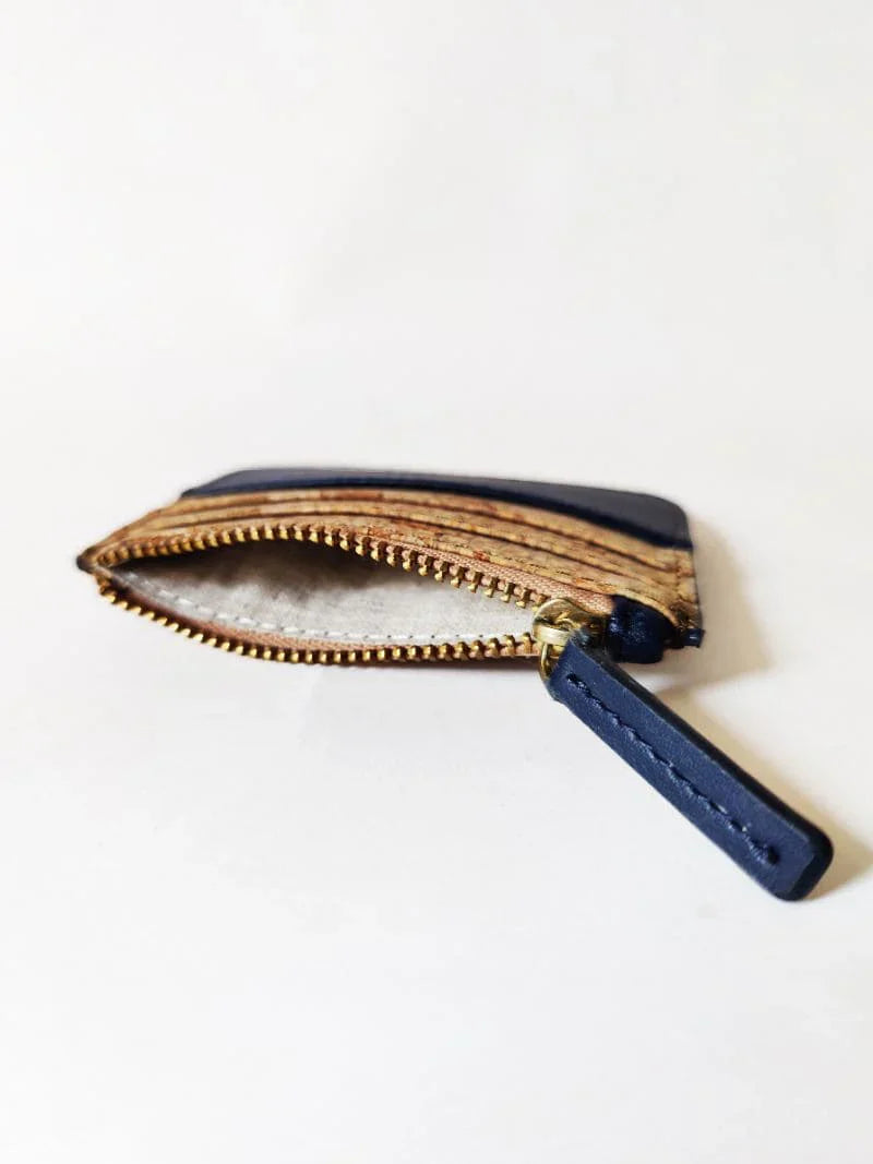 Blue Casual Wear Cardholder at Kamakhyaa by Green Hermitage. This item is Apple Leather, Blue, Cardholders, Casual Wear, Cork, Free Size, Hemp, Lyocell, Recycled, Textured