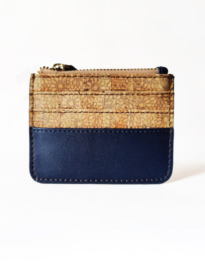 Blue Casual Wear Cardholder at Kamakhyaa by Green Hermitage. This item is Apple Leather, Blue, Cardholders, Casual Wear, Cork, Free Size, Hemp, Lyocell, Recycled, Textured