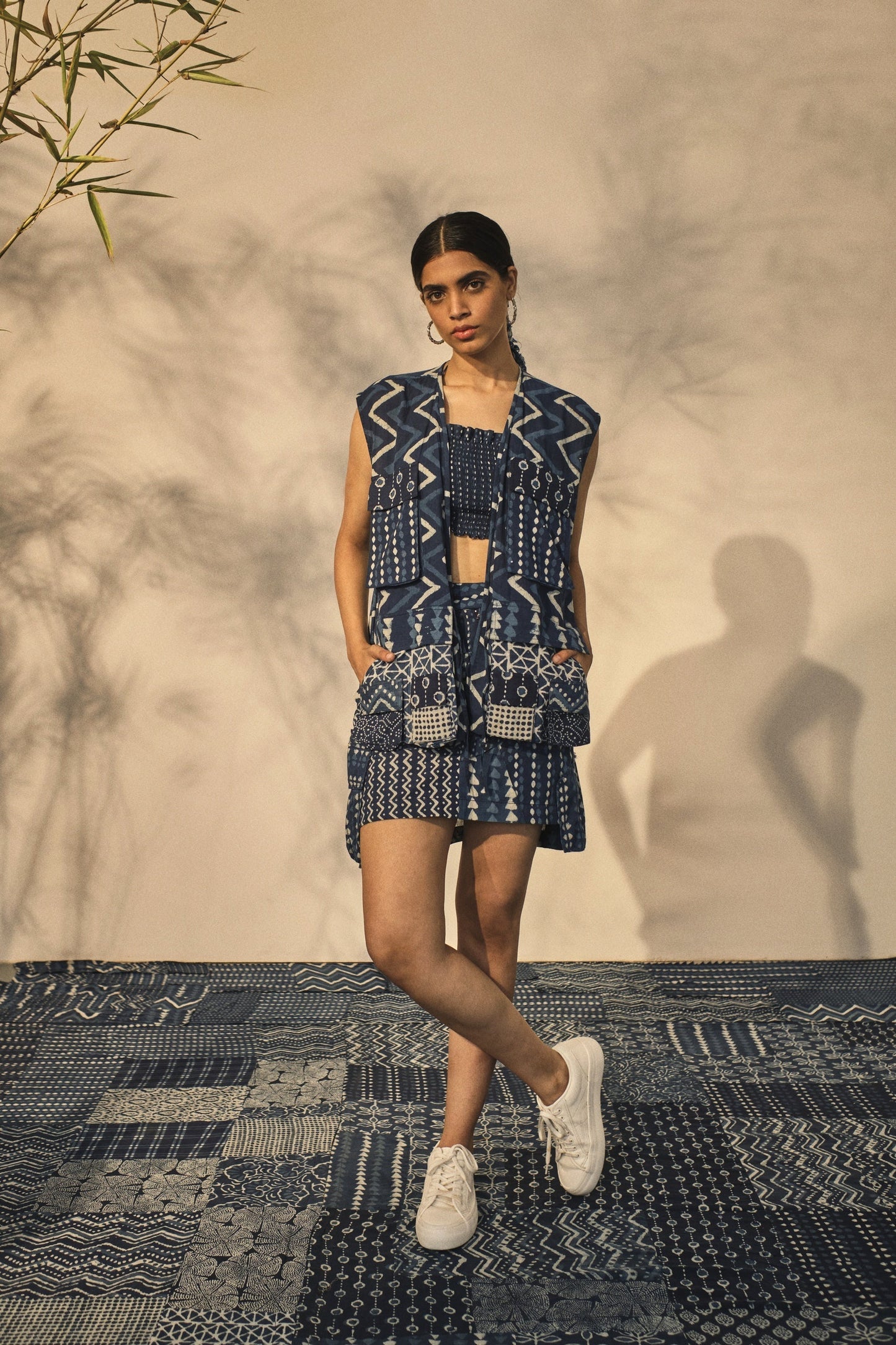 Blue Casual Wear Crop Top at Kamakhyaa by Akashii Clothing. This item is 100% Blue Indigo Cotton, Batik Prints, Blue, Casual Wear, Crop Tops, handmade, Neeli by Akashi Clothing, Organic, Regular Fit