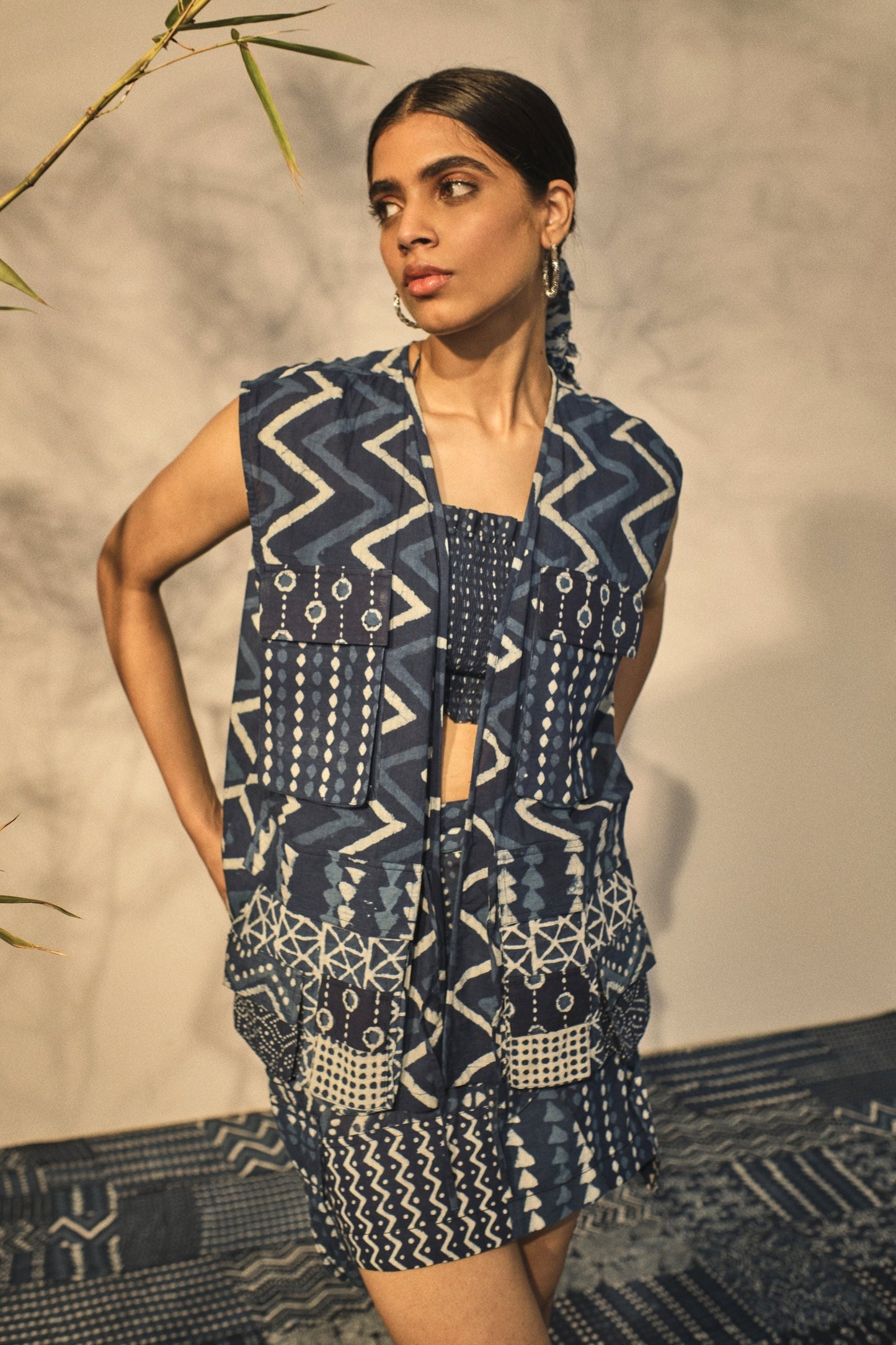 Blue Casual Wear Crop Top at Kamakhyaa by Akashii Clothing. This item is 100% Blue Indigo Cotton, Batik Prints, Blue, Casual Wear, Crop Tops, handmade, Neeli by Akashi Clothing, Organic, Regular Fit