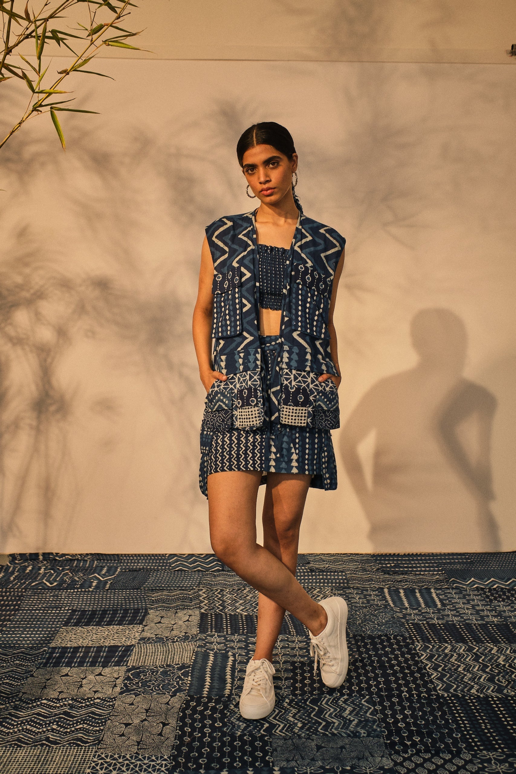 Blue Casual Wear Crop Top at Kamakhyaa by Akashii Clothing. This item is 100% Blue Indigo Cotton, Batik Prints, Blue, Casual Wear, Crop Tops, handmade, Neeli by Akashi Clothing, Organic, Regular Fit