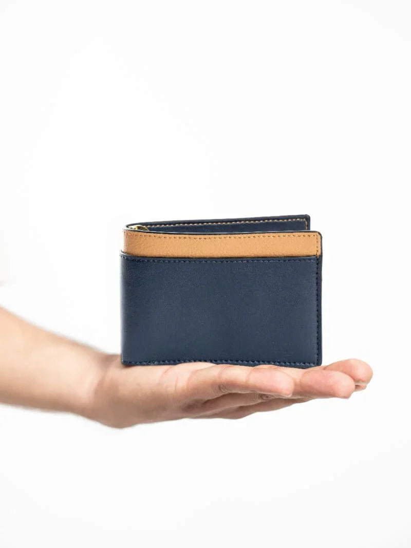 Blue Casual Wear Men Wallet at Kamakhyaa by Green Hermitage. This item is Blue, Cactus Leather, Casual Wear, Free Size, Hemp, Lyocell, Men Wallets, Recycled, Solids