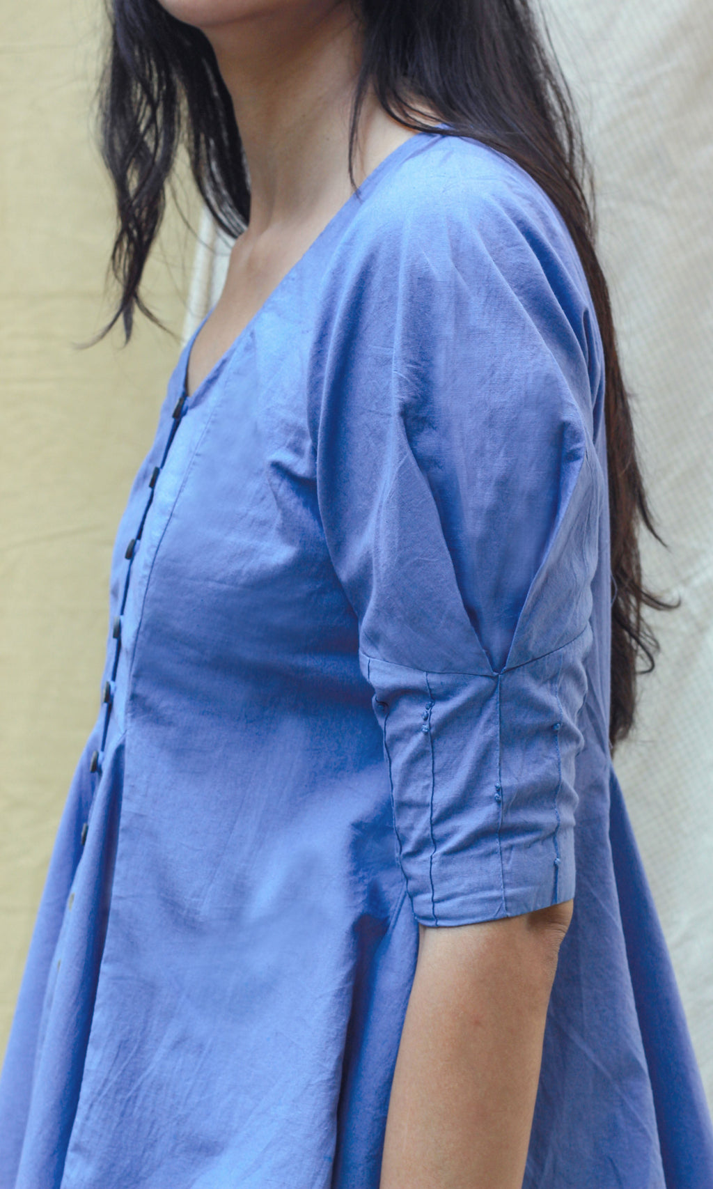 Blue Checks Cord Set at Kamakhyaa by Chambray & Co.. This item is Blue, Casual Wear, Co-ord Sets, Console Collection List, Echo by Chambray & Co, Hand Spun Cotton, Linen, missing, Regular Fit, Render by Chambray & Co., Solids, Womenswear