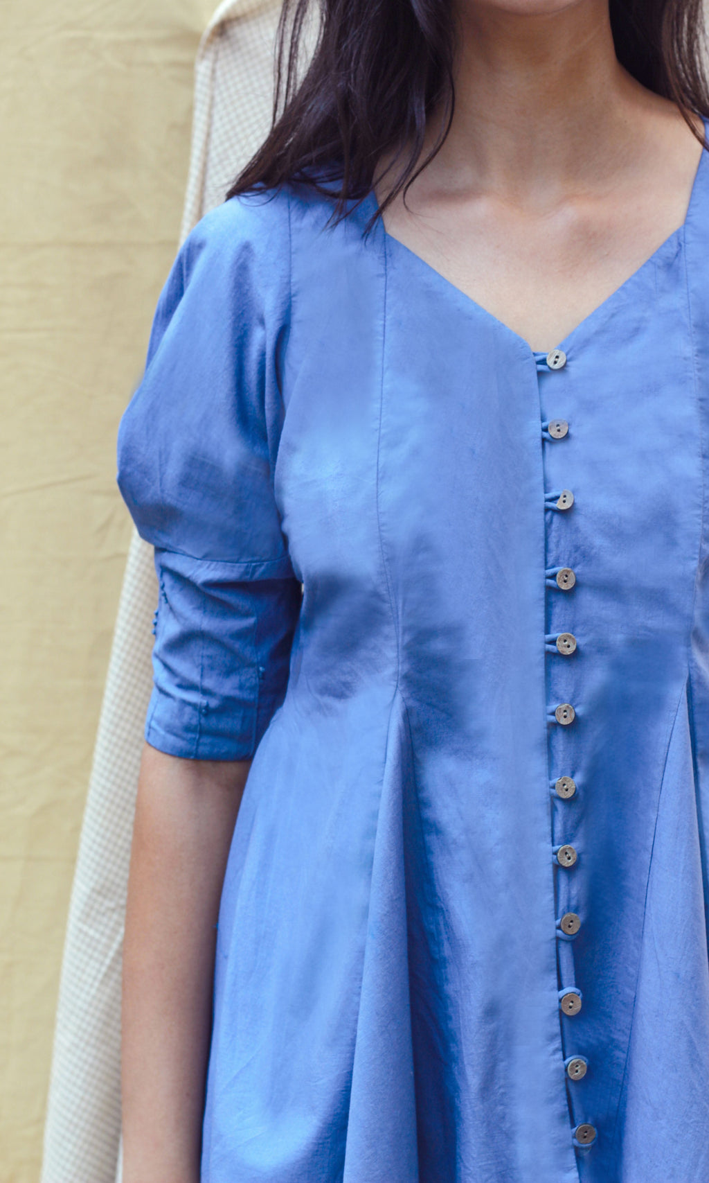 Blue Checks Cord Set at Kamakhyaa by Chambray & Co.. This item is Blue, Casual Wear, Co-ord Sets, Console Collection List, Echo by Chambray & Co, Hand Spun Cotton, Linen, missing, Regular Fit, Render by Chambray & Co., Solids, Womenswear