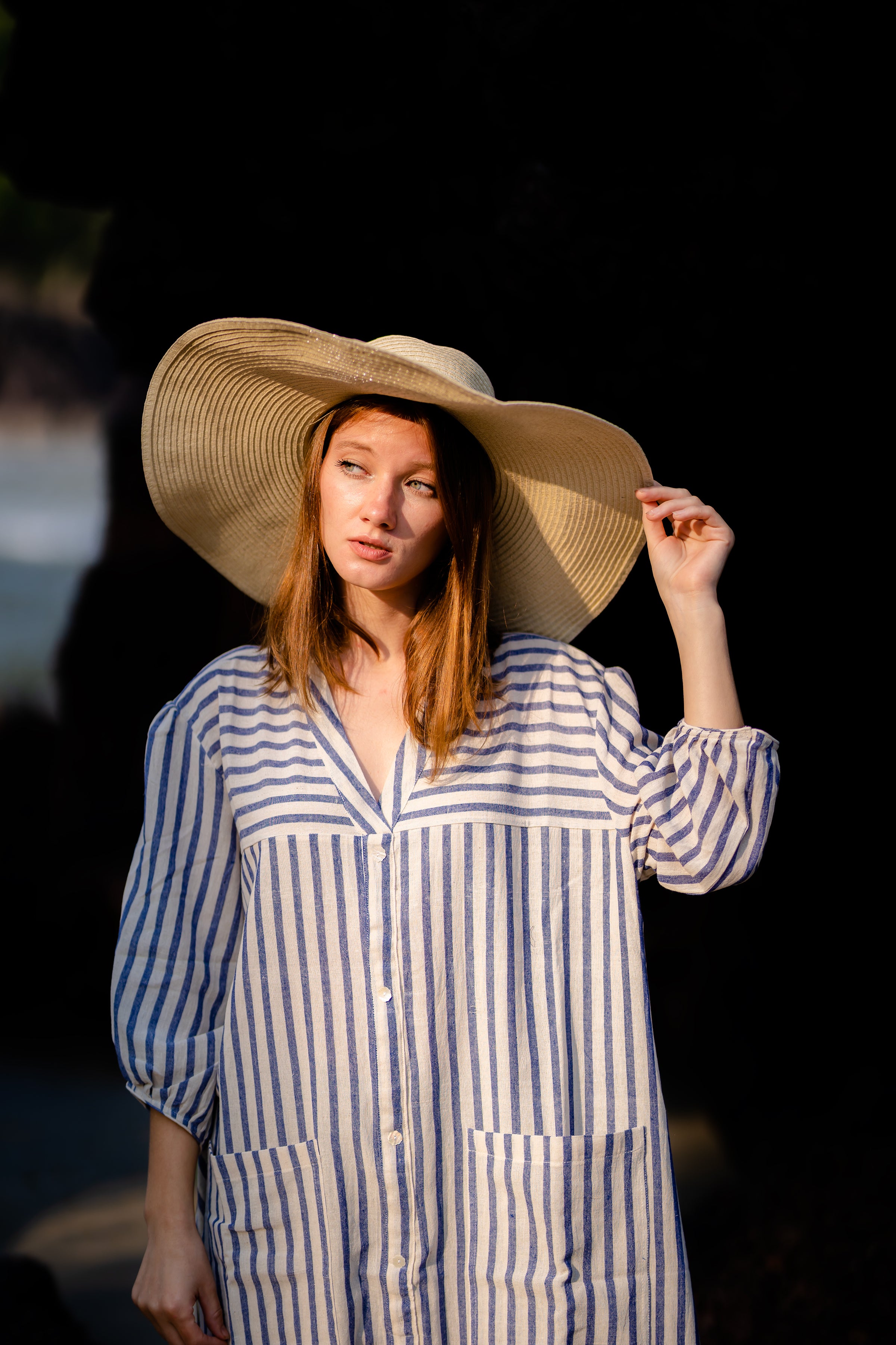 Blue Checks Resort Wear Midi Dress at Kamakhyaa by Krushnachuda. This item is Blue, Handloom Cotton, Midi Dresses, Natural Dye, Organic, Relaxed Fit, Resort Wear, Stripes