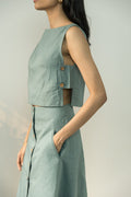 Blue Crop Top at kamakhyaa.com by Anushé Pirani. This item is Best Selling, Blue, Console Collection List, Cotton, Crop Tops, Handwoven, Hemp, Pinterest top pins, Regular Fit, Shibumi by Anushe Pirani, Solids, Womenswear