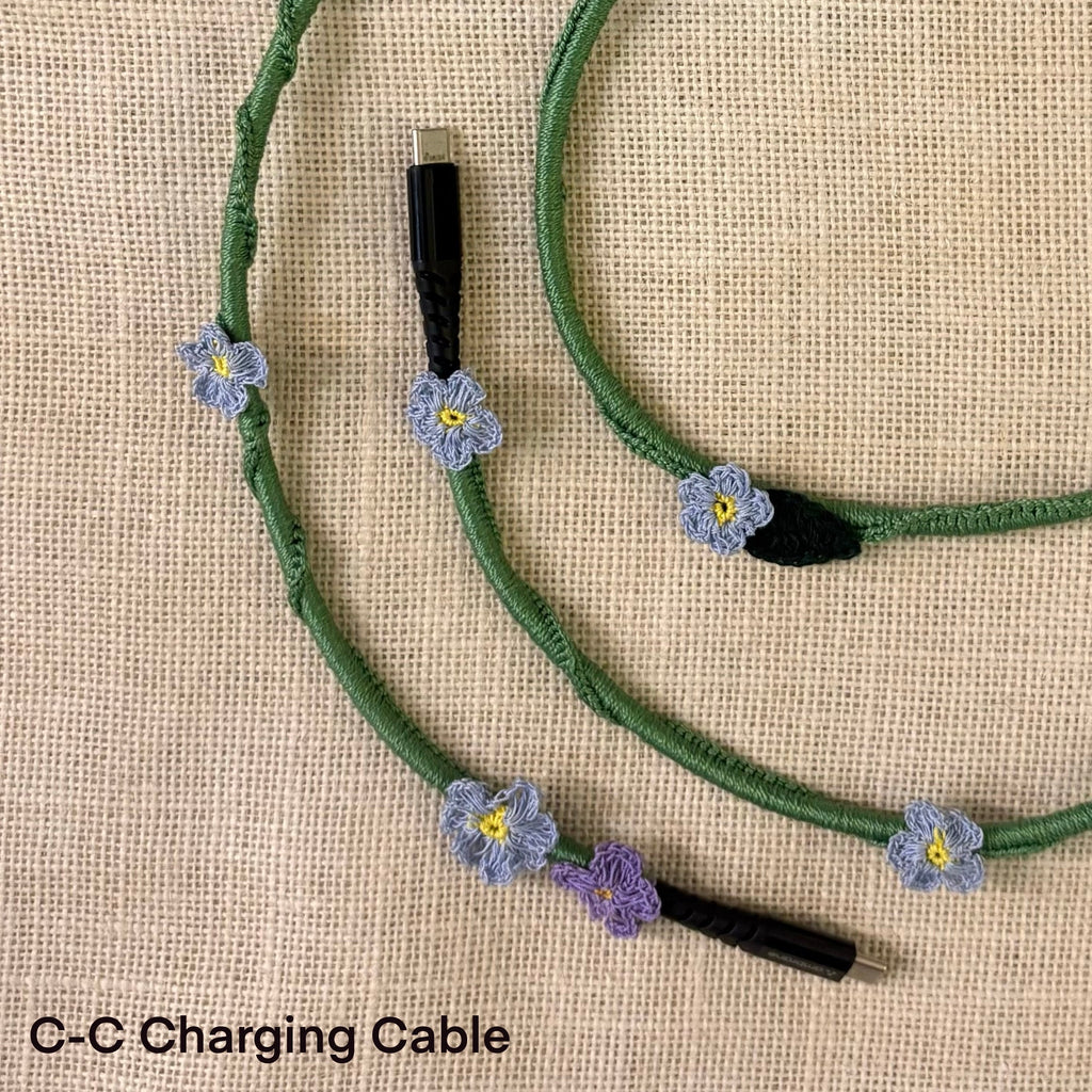 Blue Daisy Crochet Charging Cord C-C Cable at Kamakhyaa by Ikriit'm. This item is Bloom by Ikriit'm, Crochet, Relaxed Fit, Under $50
