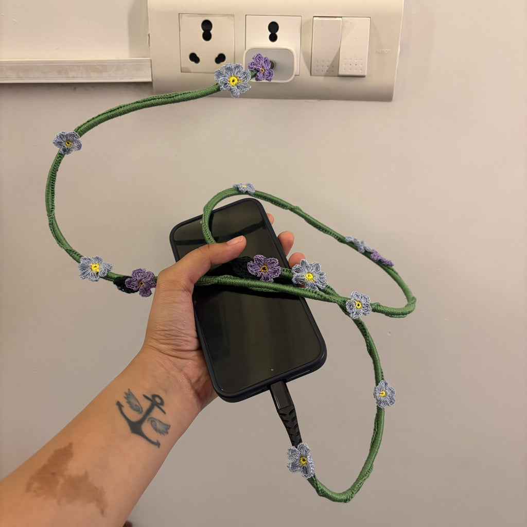 Blue Daisy Crochet Charging Cord C-Lightening Cable at Kamakhyaa by Ikriit'm. This item is Bloom by Ikriit'm, Crochet, Under $50