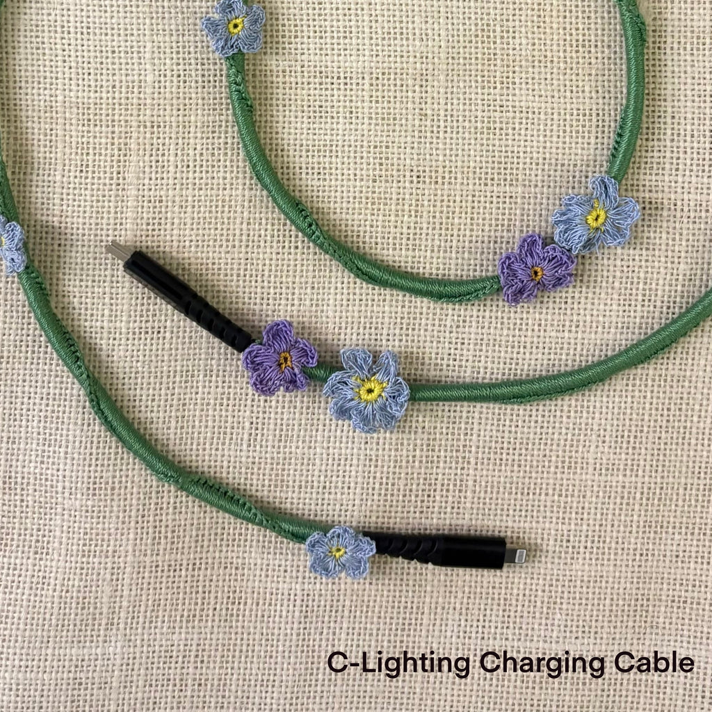 Blue Daisy Crochet Charging Cord C-Lightening Cable at Kamakhyaa by Ikriit'm. This item is Bloom by Ikriit'm, Crochet, Under $50