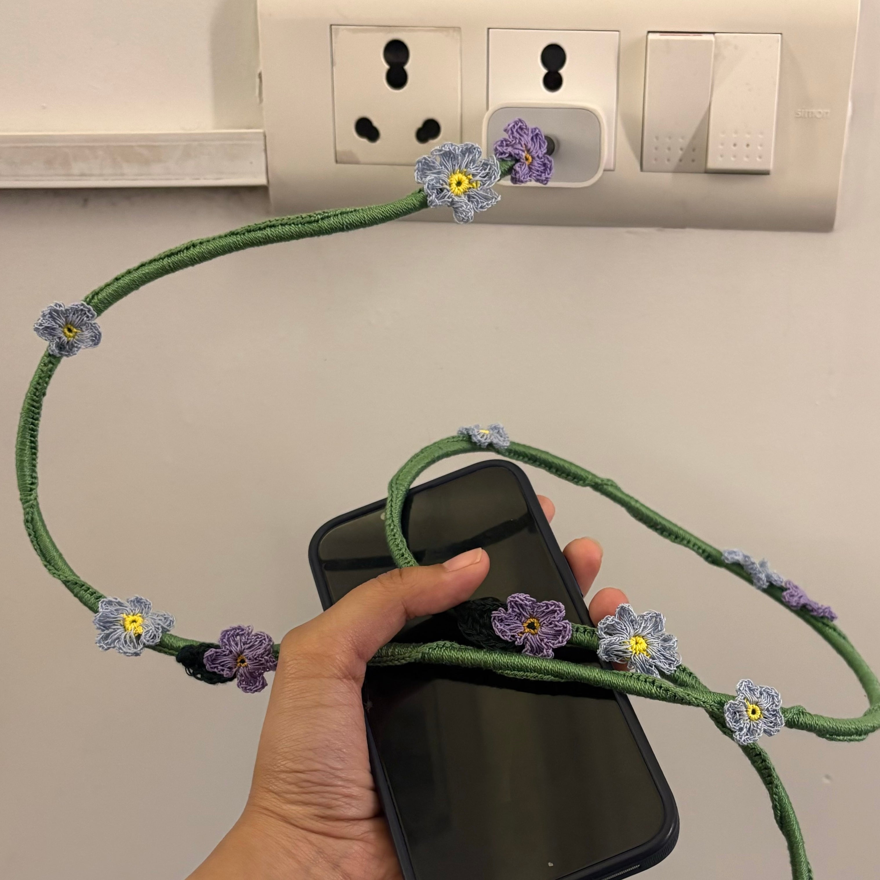 Blue Daisy Crochet Charging Cord C-Lightening Cable at Kamakhyaa by Ikriit'm. This item is Bloom by Ikriit'm, Crochet, Under $50
