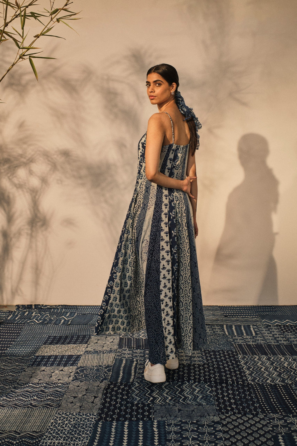 Blue Evening Wear Maxi Dress at Kamakhyaa by Akashii Clothing. This item is 100% Blue Indigo Cotton, Block Prints, Blue, Evening Wear, handmade, Maxi Dresses, Neeli by Akashi Clothing, Organic, Regular Fit