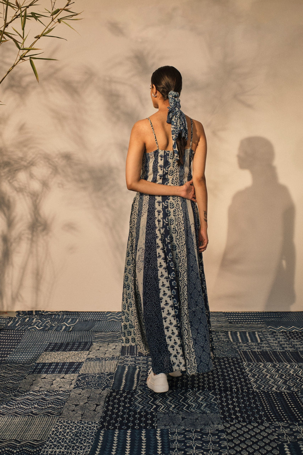 Blue Evening Wear Maxi Dress at Kamakhyaa by Akashii Clothing. This item is 100% Blue Indigo Cotton, Block Prints, Blue, Evening Wear, handmade, Maxi Dresses, Neeli by Akashi Clothing, Organic, Regular Fit
