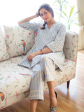 Blue Lacework Cotton Kurta Set at Kamakhyaa by RoohbyRidhimaa. This item is Beige, Blue, Casual Wear, Cotton, Kurta Sets, Lacework, Regular Fit, Toxin free