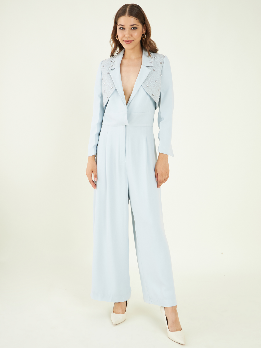 Blue Office Wear Fine Crepe Jumpsuit at Kamakhyaa by Bohobi. This item is Blue, Fine American Crepe, Jumpsuits, Office Wear, Regular Fit, Solids, Toxin free