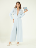 Blue Office Wear Fine Crepe Jumpsuit at Kamakhyaa by Bohobi. This item is Blue, Fine American Crepe, Jumpsuits, Office Wear, Regular Fit, Solids, Toxin free