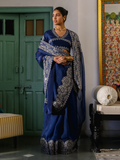 Blue Organza Saree Set with Zari Embroidery at Kamakhyaa by RoohbyRidhimaa. This item is Blue, Embroidered, Festive Wear, Free Size, Saree Sets, Toxin free, Zari Embroidered