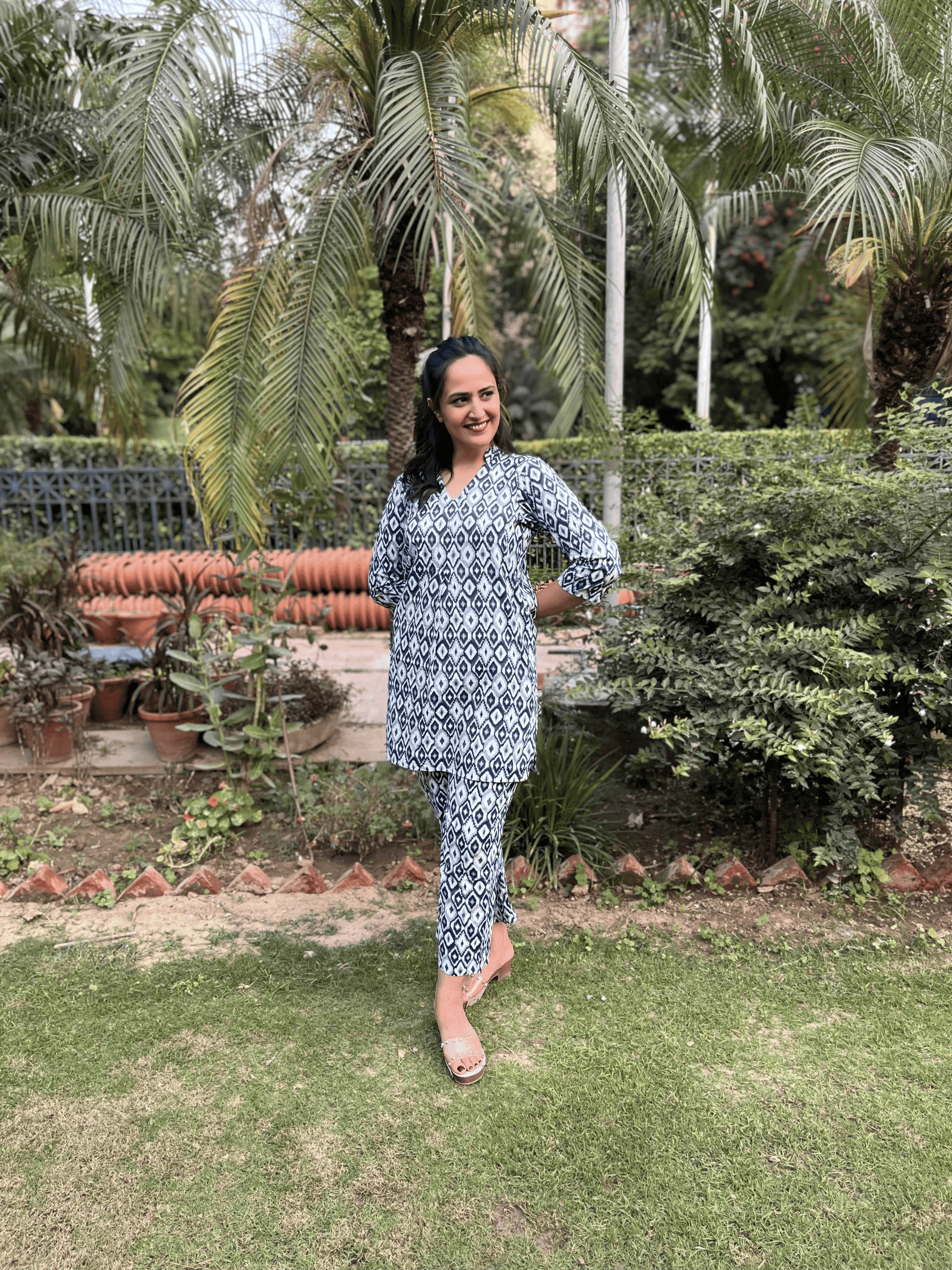 Blue Printed Top With Pant Set at Kamakhyaa by Kamakhyaa. This item is 100% pure cotton, Blue, Casual Wear, Co-ord Sets, KKYSS, Natural, Office, Office Wear Co-ords, Prints, Relaxed Fit, Summer Sutra, Womenswear