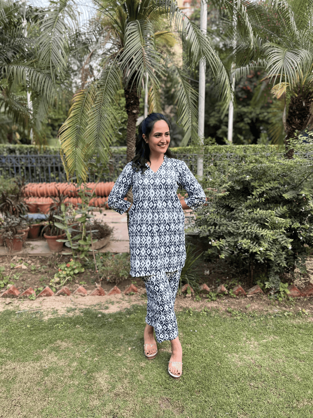 Blue Printed Top With Pant Set at Kamakhyaa by Kamakhyaa. This item is 100% pure cotton, Blue, Casual Wear, Co-ord Sets, KKYSS, Natural, Office, Office Wear Co-ords, Prints, Relaxed Fit, Summer Sutra, Womenswear