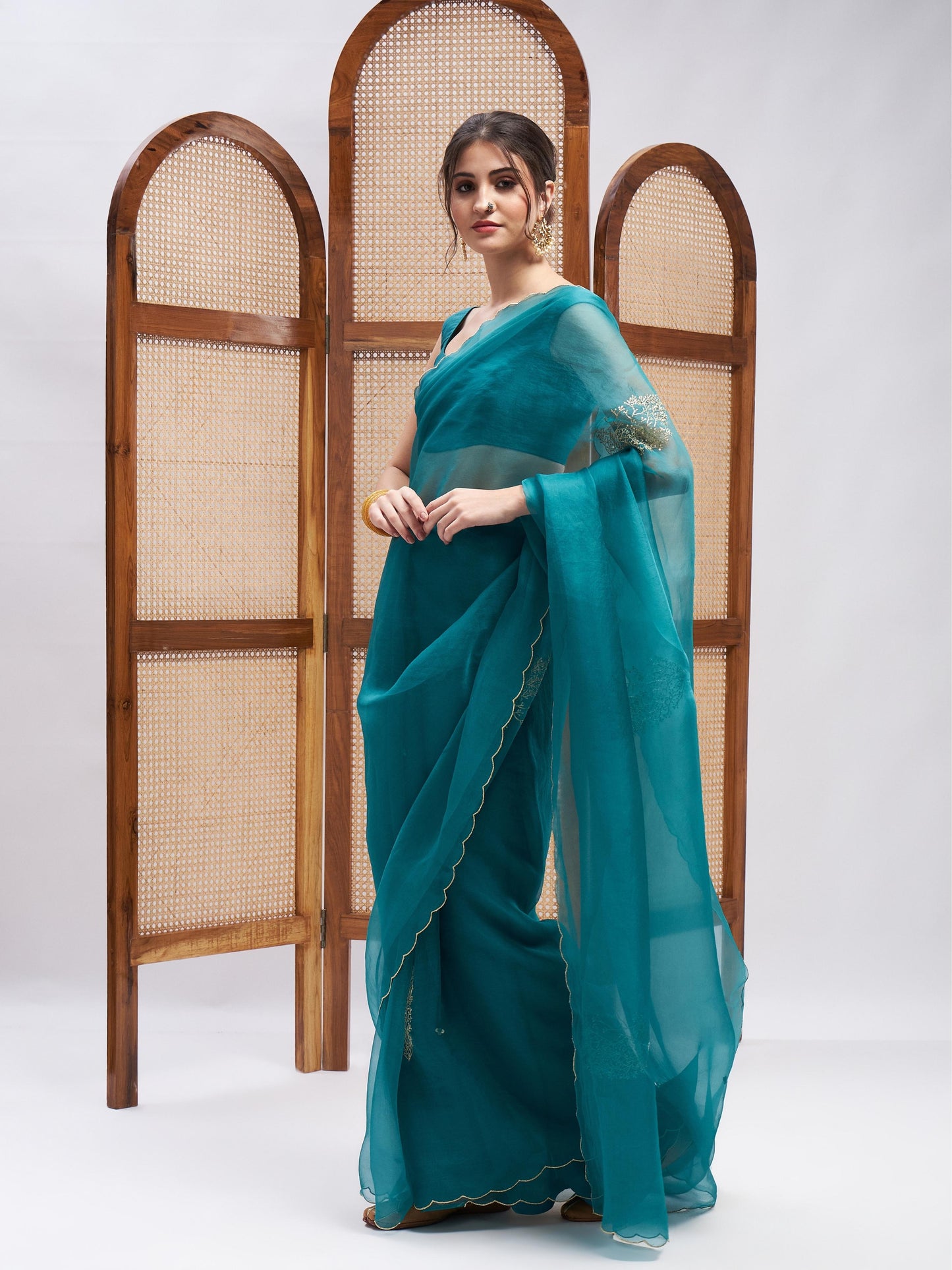 Blue Pure Silk Saree Set at Kamakhyaa by RoohbyRidhimaa. This item is Blue, Embroidered, Festive Wear, Free Size, Resham Embroidered, Saree Sets, Toxin free