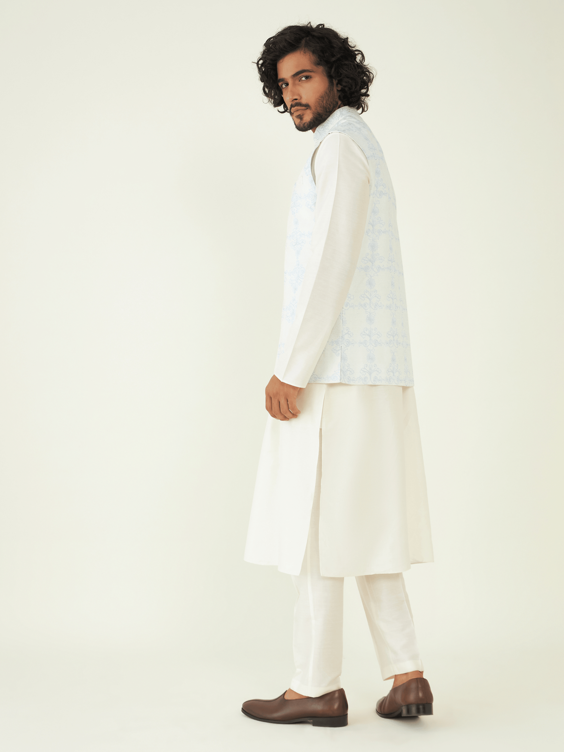 Blue Regular Fit Embroidered Jacket at Kamakhyaa by RoohbyRidhimaa. This item is Blue, Festive Wear, Jackets, Men Jackets, Menswear By RoohbyRidhimaa, Qala By RoohbyRidhimaa, Regular Fit, Resham Embroidered, Silk Jacquard