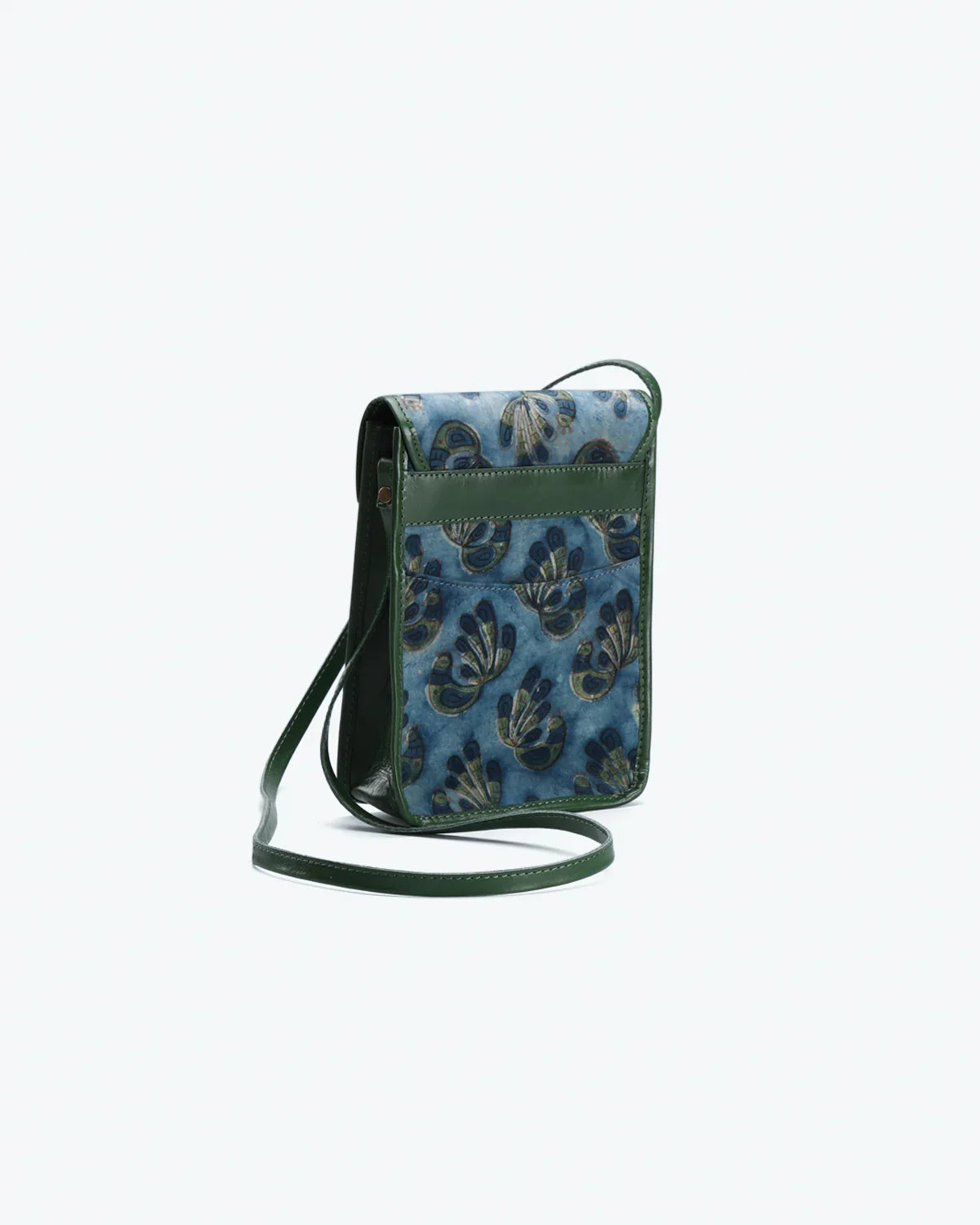 Blue Sling Bag at Kamakhyaa by The Indian Trunk. This item is Artisan Made, Blue, Casual Wear, Floral Prints, Free Size, leather, Modal SIlk, Sling Bags