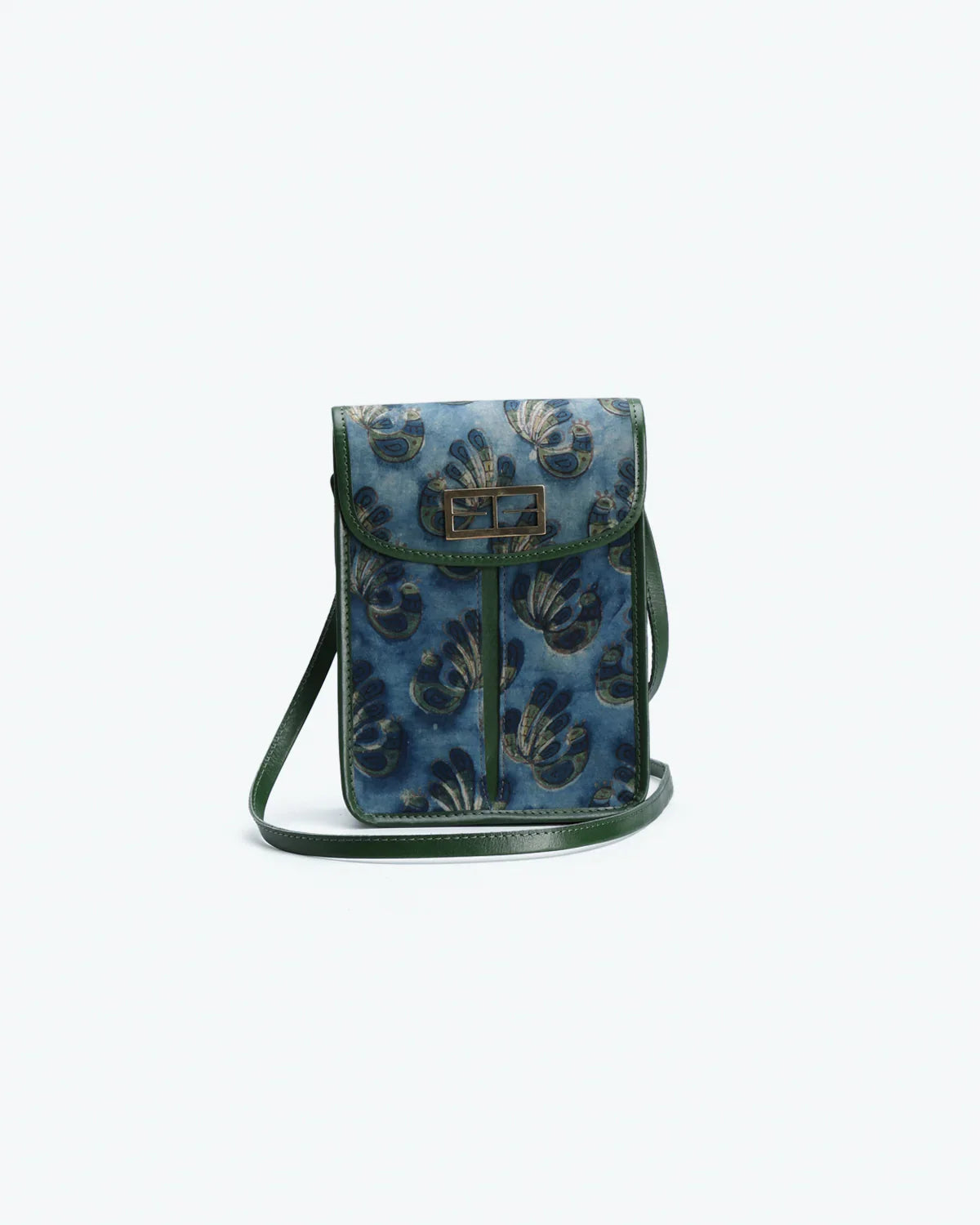 Blue Sling Bag at Kamakhyaa by The Indian Trunk. This item is Artisan Made, Blue, Casual Wear, Floral Prints, Free Size, leather, Modal SIlk, Sling Bags