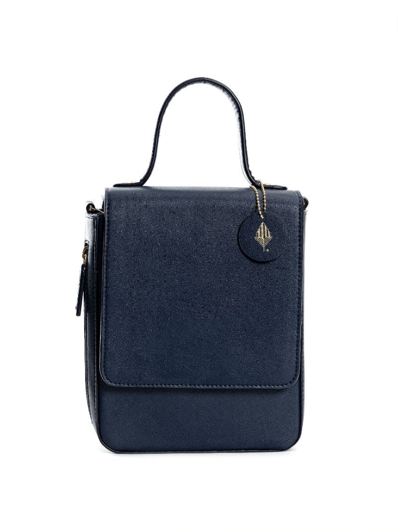 Blue Solid Crossbody Bag at Kamakhyaa by Green Hermitage. This item is Blue, Cactus Leather, Crossbody Bags, Evening Wear, Free Size, Hemp, Lyocell, Recycled, Solids