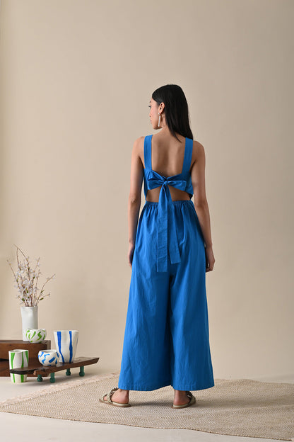 Blue Solid Jumpsuit at Kamakhyaa by Kanelle. This item is Best Selling, Blue, Casual Wear, FB ADS JUNE, July Sale, Jumpsuits, Life In Colour by Kanelle, Natural with azo dyes, Organic Cotton, Printed Selfsame, Regular Fit, Solids, Womenswear
