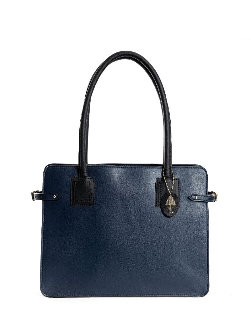 Blue Solid Tote Bag at Kamakhyaa by Green Hermitage. This item is Apple Leather, Blue, Evening Wear, Free Size, Hemp, Lyocell, Recycled, Solids, Tote Bags