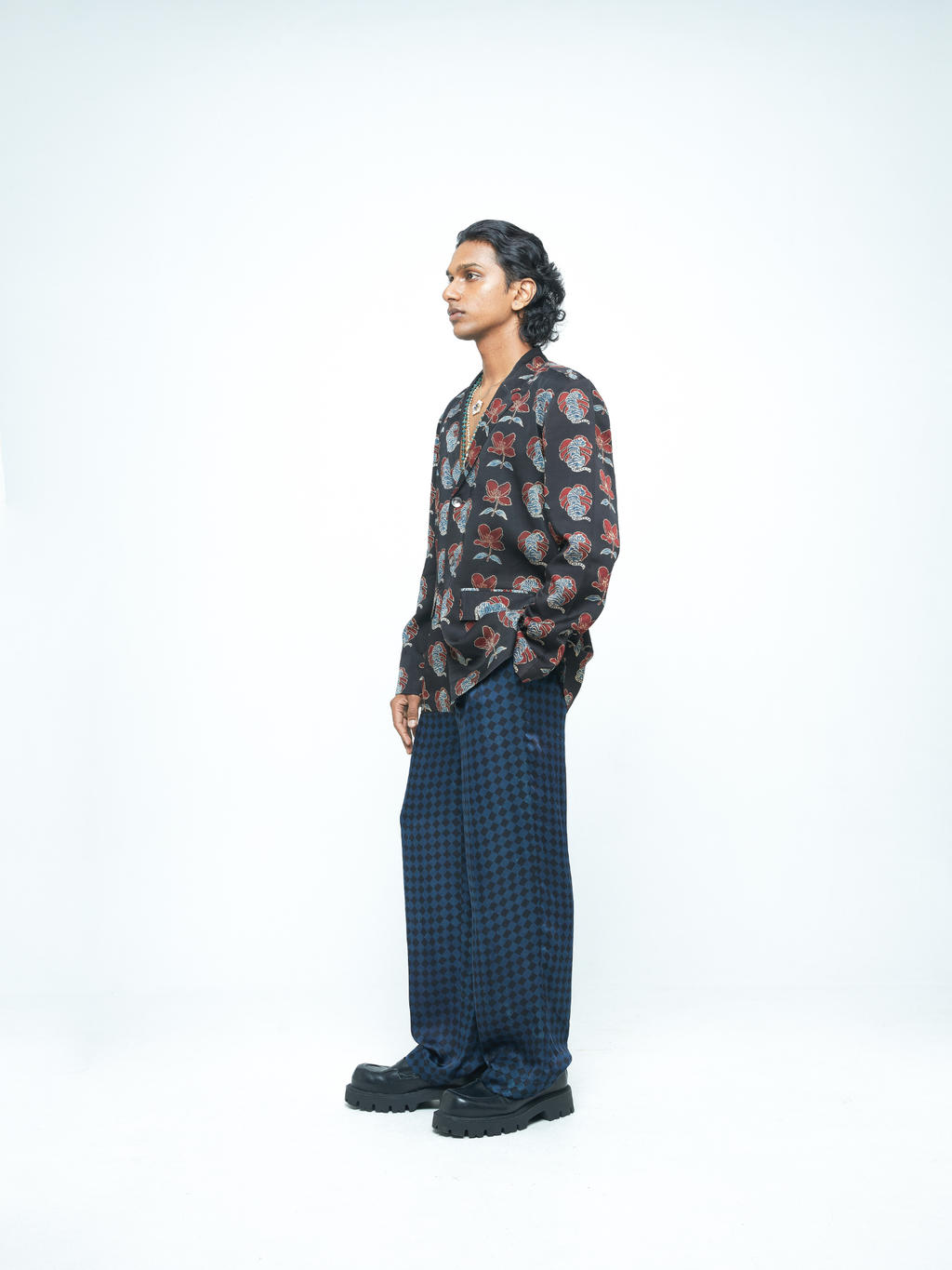 Bold Blazer at Kamakhyaa by Anushé Pirani. This item is Bloom After Dark by Anushe Pirani, Menswear, Midnight Blueprint, T-Shirts & Shirts, Tops & Shirts