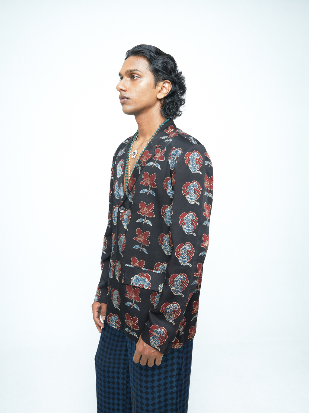 Bold Blazer at Kamakhyaa by Anushé Pirani. This item is Bloom After Dark by Anushe Pirani, Menswear, Midnight Blueprint, T-Shirts & Shirts, Tops & Shirts