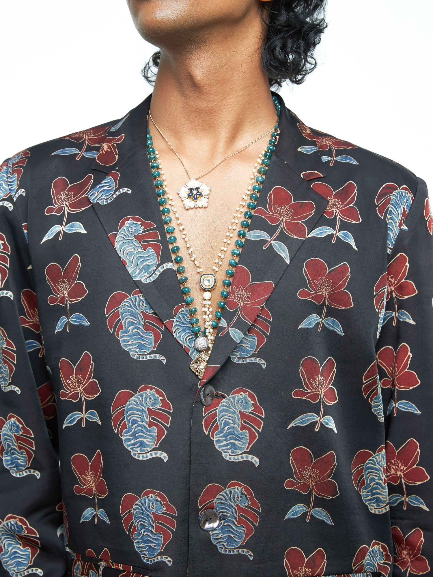 Bold Blazer at Kamakhyaa by Anushé Pirani. This item is Bloom After Dark by Anushe Pirani, Menswear, Midnight Blueprint, T-Shirts & Shirts, Tops & Shirts