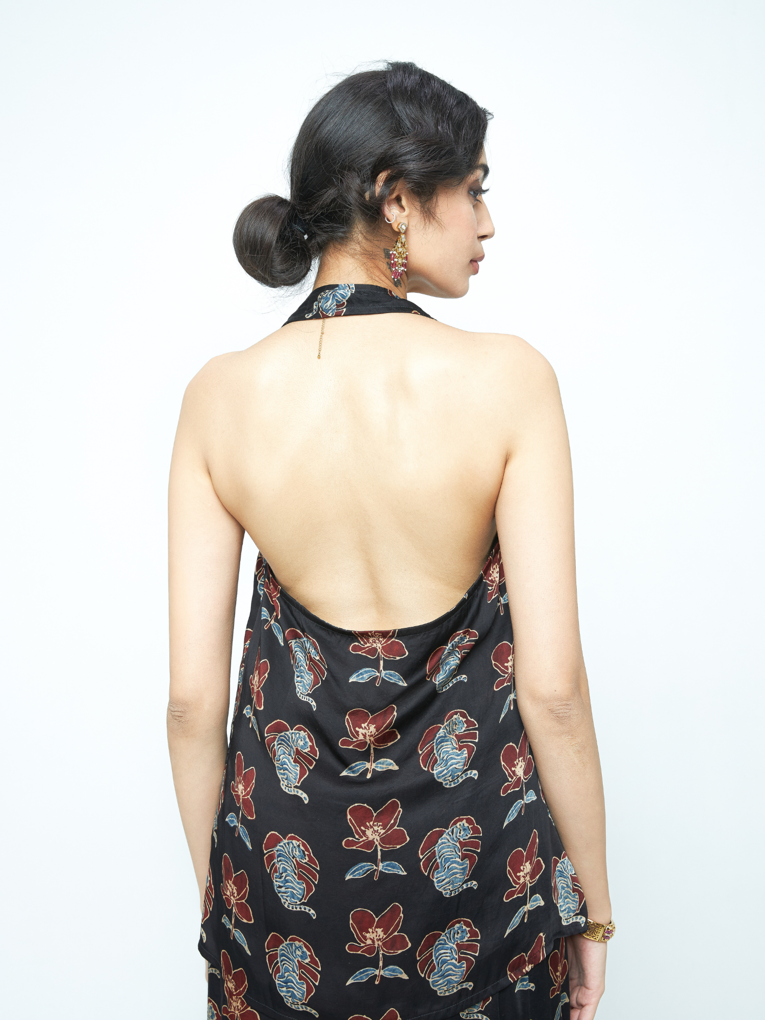 Bold Halter at Kamakhyaa by Anushé Pirani. This item is Bloom After Dark by Anushe Pirani, Midnight Blueprint, Tops & Shirts, Under $50, Woman co-ord sets, Womenswear