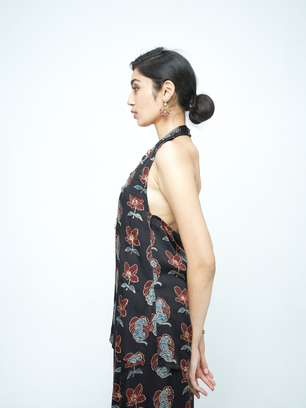 Bold Halter at Kamakhyaa by Anushé Pirani. This item is Bloom After Dark by Anushe Pirani, Midnight Blueprint, Tops & Shirts, Under $50, Woman co-ord sets, Womenswear
