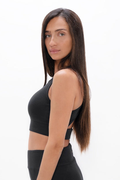 Boston - Open Back Bra Top - Black Sand