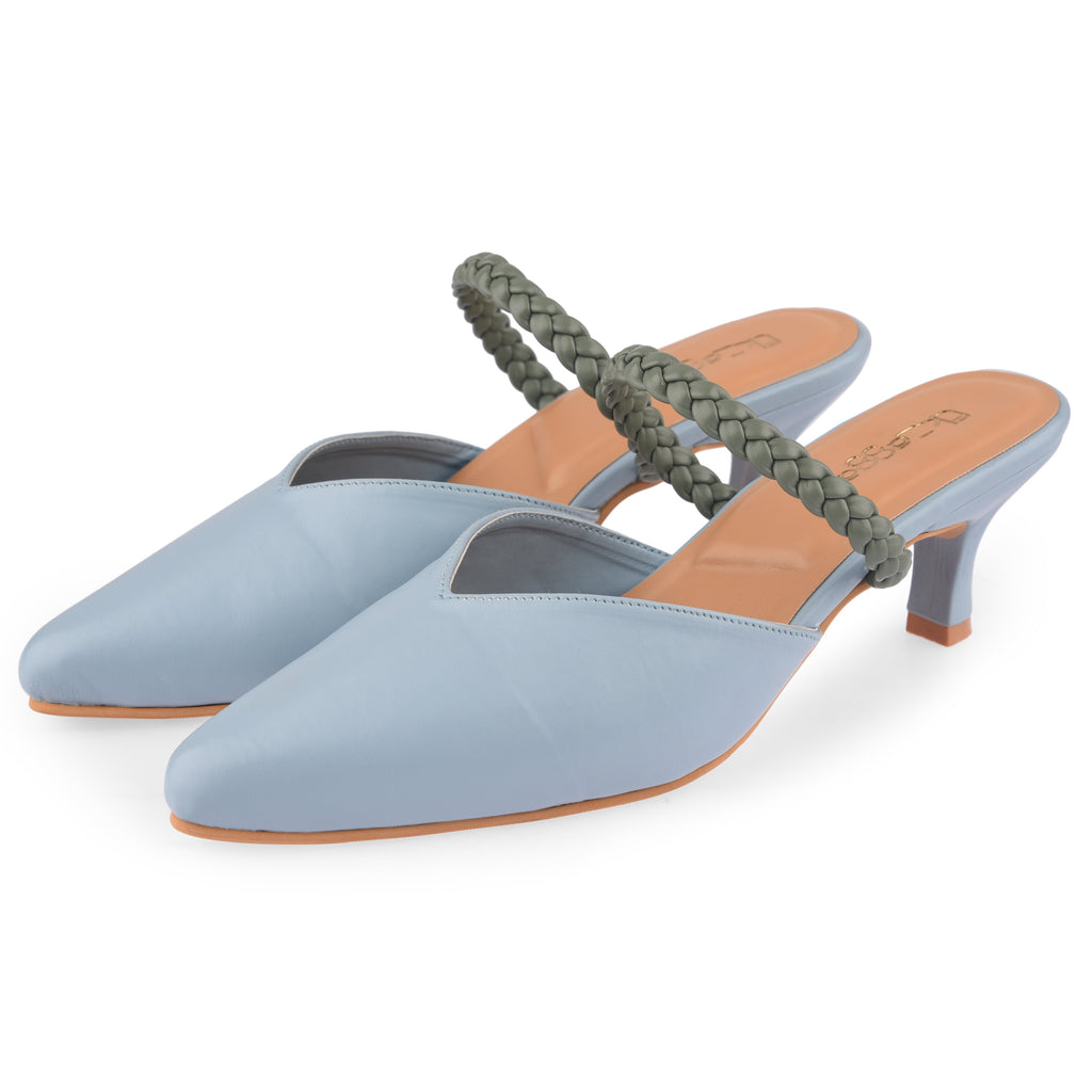 Braided Heels at Kamakhyaa by EK_agga. This item is Baby Blue, Blue, Brunch Wear Footwear, Heels, Light Blue, missing, Pointed Toes Footwear, Sky Blue, Under $50