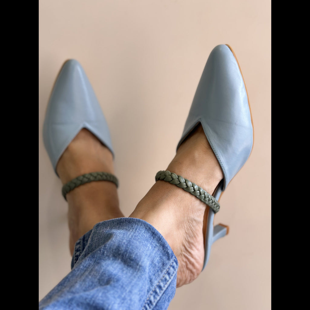 Braided Heels at Kamakhyaa by EK_agga. This item is Baby Blue, Blue, Brunch Wear Footwear, Heels, Light Blue, missing, Pointed Toes Footwear, Sky Blue, Under $50