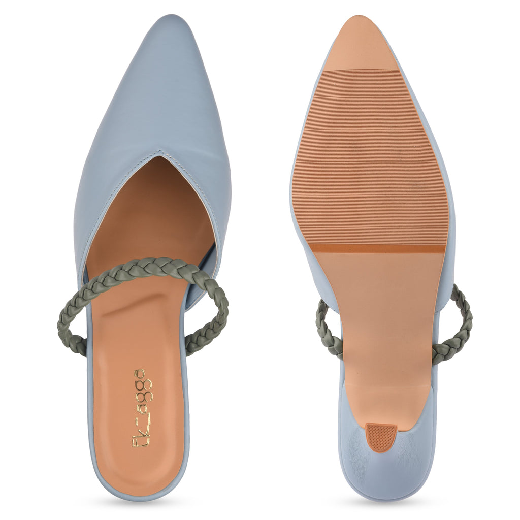 Braided Heels at Kamakhyaa by EK_agga. This item is Baby Blue, Blue, Brunch Wear Footwear, Heels, Light Blue, missing, Pointed Toes Footwear, Sky Blue, Under $50