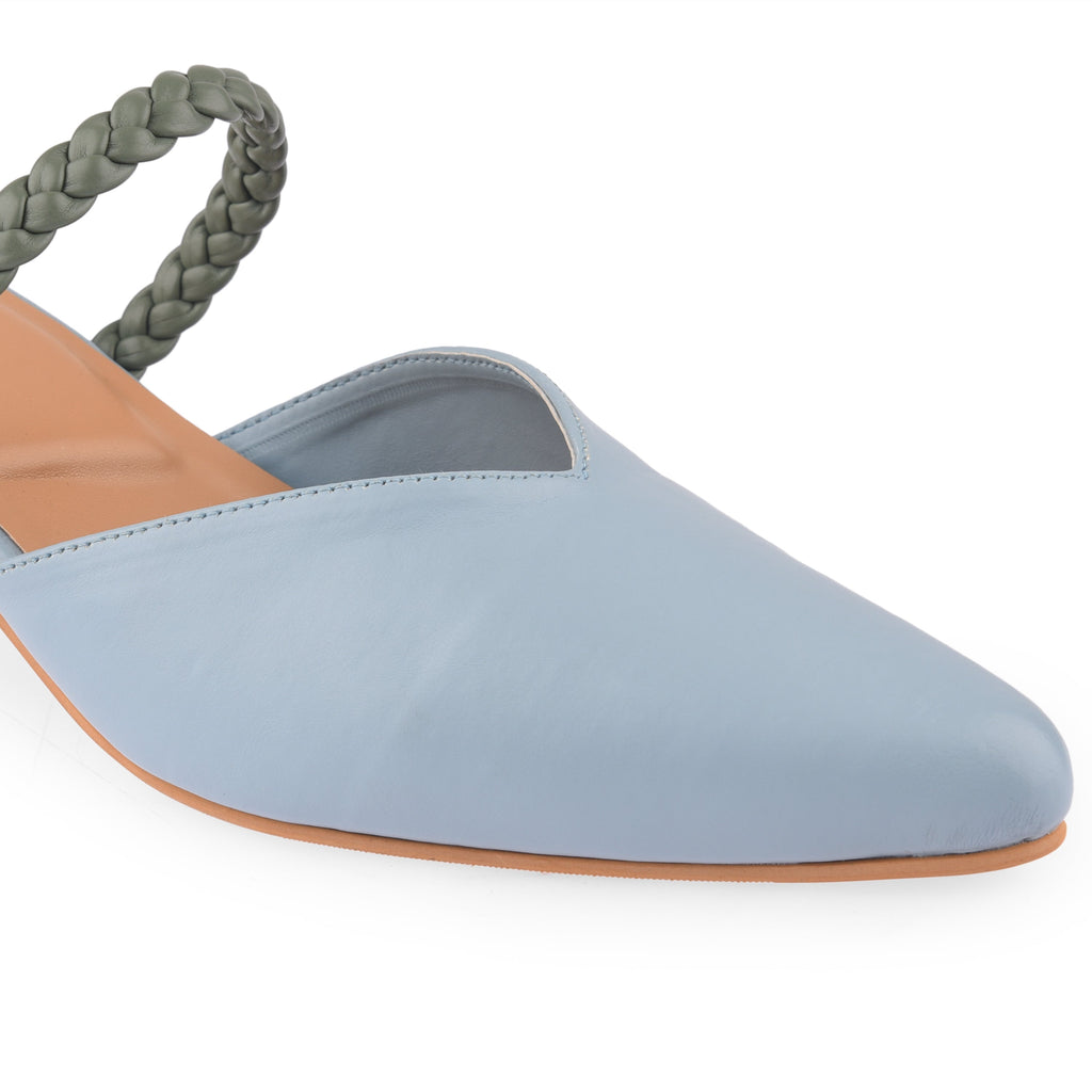 Braided Heels at Kamakhyaa by EK_agga. This item is Baby Blue, Blue, Brunch Wear Footwear, Heels, Light Blue, missing, Pointed Toes Footwear, Sky Blue, Under $50