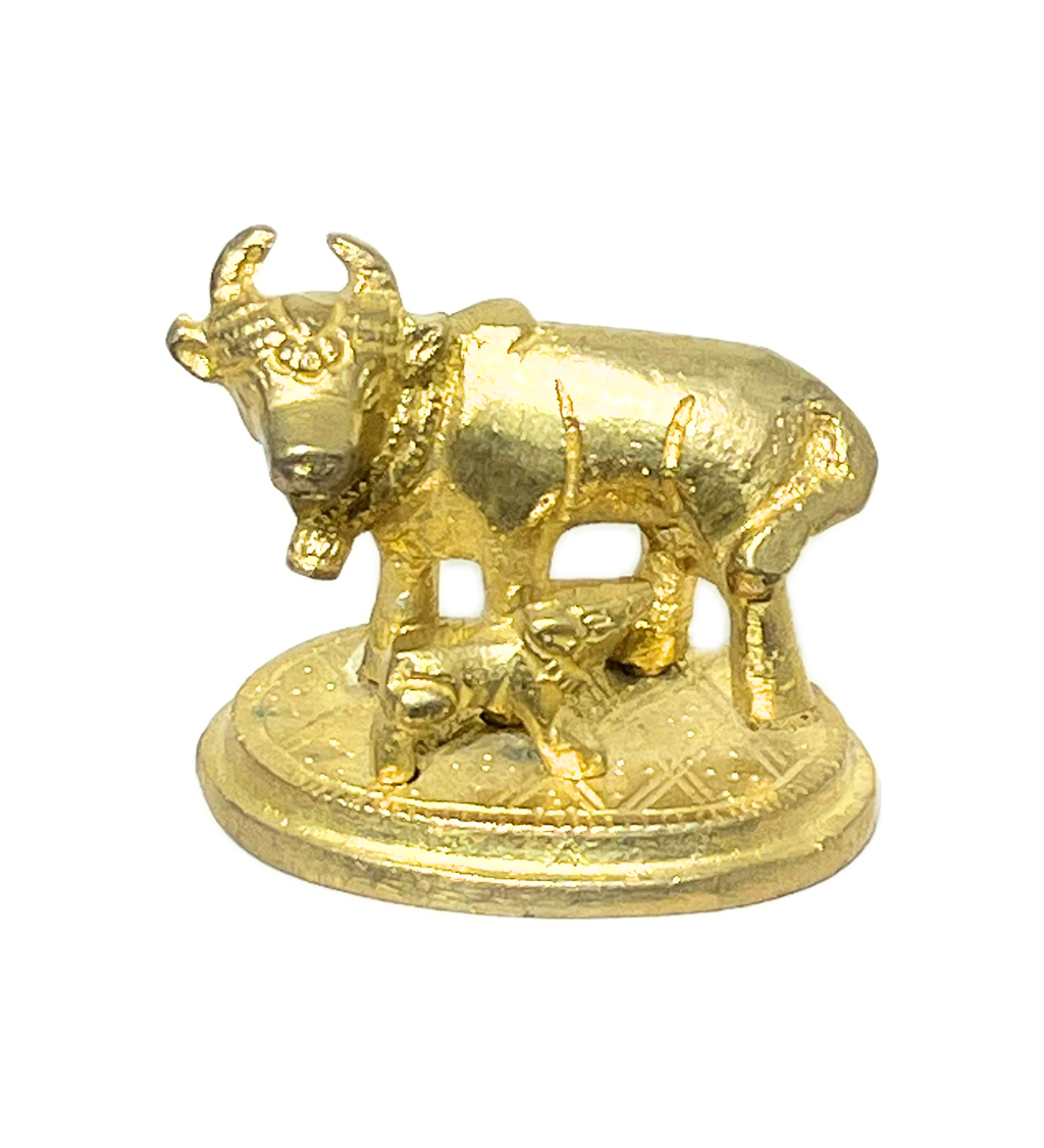 Brass Kamdhenu Cow with Calf Idol – 100% Pure Brass at Kamakhyaa by Aetherea World. This item is God