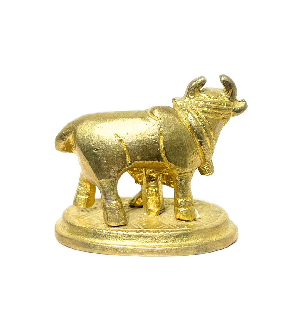 Brass Kamdhenu Cow with Calf Idol – 100% Pure Brass at Kamakhyaa by Aetherea World. This item is God