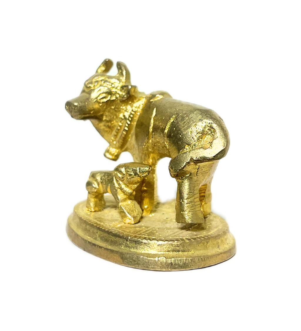Brass Kamdhenu Cow with Calf Idol – 100% Pure Brass at Kamakhyaa by Aetherea World. This item is God