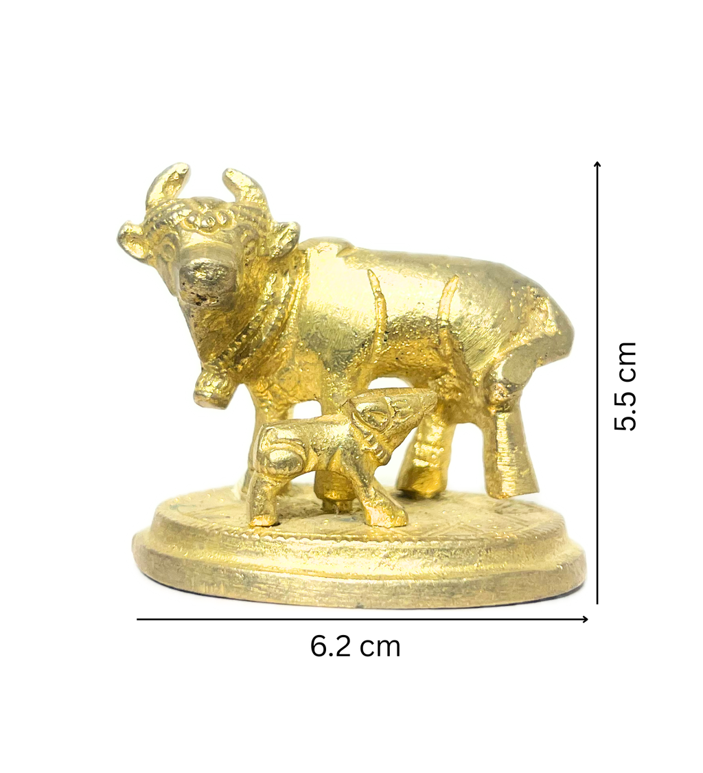 Brass Kamdhenu Cow with Calf Idol – 100% Pure Brass at Kamakhyaa by Aetherea World. This item is God